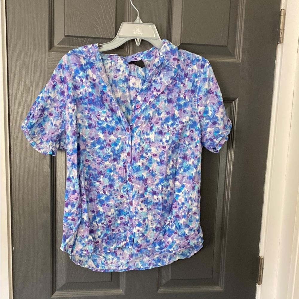 Floral Blue and Purple Women's Top size medium